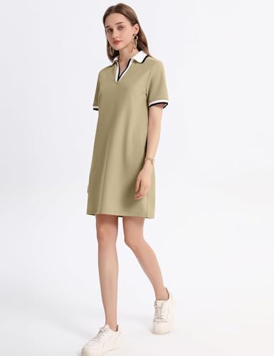 Image of Kissonic Polo Dresses for Women Short Sleeve Tennis Golf Dress V Neck Summer Casual Dress with Pocket