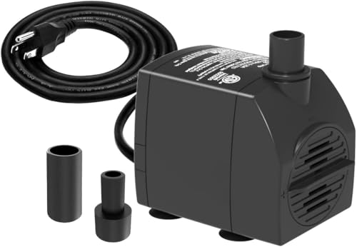 Knifel Submersible Pump 200GPH Ultra Quiet with Over Heating Protection 5.2ft High Lift for Fountains, Hydroponics, Ponds, Aquariums & More…