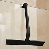Glewi Lavavetri doccia in silicone con gancio per porte in vetro, manico ergonomico per pulizia senza striature su finestre e specchi, nero (nero)