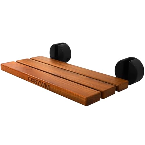 20 Shower Seat Teak Shower Bench Wall Mounted Fold Down Shower Seats for Adults Shower Seats for Adults a 400 lbs Capacity Rust-Resistant Teak Folding Seat Suitable for Indoor Outdoor Use.