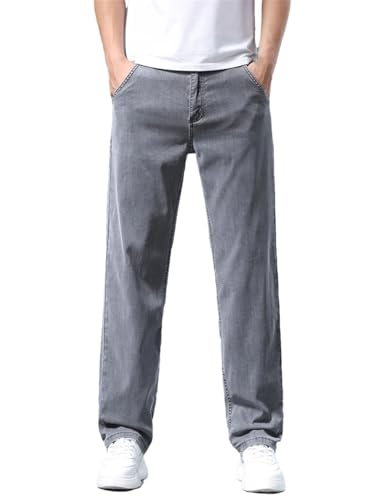 Men's Denim Pants Loose Straight Soft Business Casual Classic Thin Denim Pants