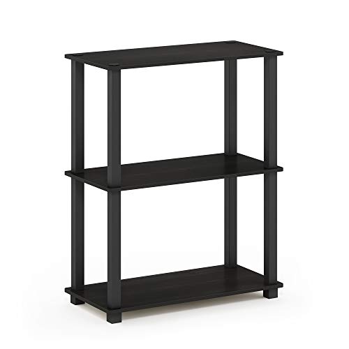 Image of Furinno TURN-S-TUBE Storage Shelves, 3-Tier Book Shelf, Corner Shelf, Toolless Open Shelves, for Organization and Storage, Living Room, Garage, Home Office, Espresso