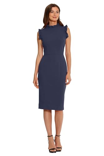 Image of Maggy London Womens Ruffle Neck and Armhole Sheath Dress