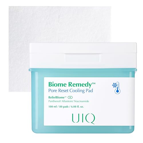 uiq biome remedy pore reset cooling pad hydrating amp cooling korean toner pads instant cooling for dry overheated skin pore care with panthenol allantoin niacinamide 80 pads 608 fl oz