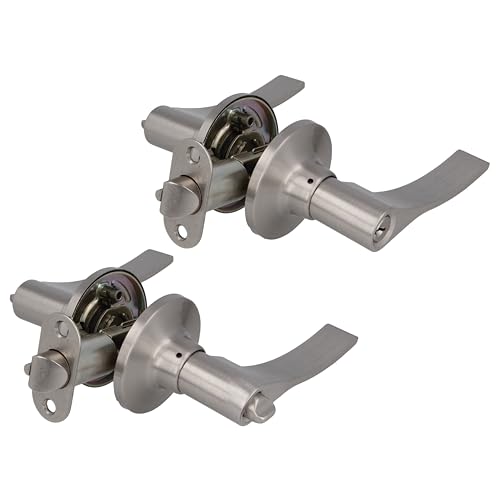 AMIG - - Ensemble de poignées d'entrée Gauche avec loqueteau | Rosace pour portes | Poignée idéale pour portes en bois | Zamak | Argenté | Loqueteau d'entrée de 60/70 mm