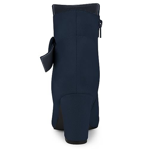 Allegra K Women's Round Toe Block Heel Boots Navy Blue Ankle Booties 8 M US
