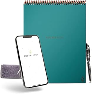 ROCKETBOOK Flip - with 1 Pilot Frixion Pen & 1 Microfiber Cloth Included - Green Cover, Executive Size (6" x 8.8") (FLP-E-K-CKG)