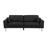 ledersofa schwarz zweisitzer Bequemer 3-Sitzer mit Lederbezug in klassischem Schwarz