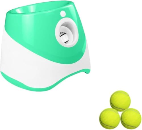 Vilom 自動ボールランチャー 犬 おもちゃ ボール 自動 投げ 自動 ボールランチャー 投球機 3種類の発射距離 テニスボール3個付 犬 知育玩具 ストレス解消 運動不足改善 小型犬〜中型犬用 屋内 屋外用 (エメラルドグリーン)