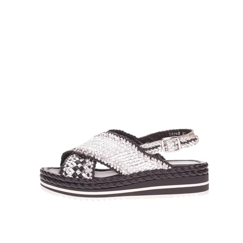 Pons quintana Sandalia Mujer Negro/Plata 10265.t00, negro/plateado, 40 EU Larga