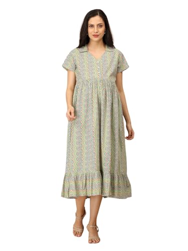 Image of The Mom Store Maternity and Nursing Sleeveless Dress for Women | Casual Dress | Pre and Post Pregnancy Wear | Printed Stylish Dress for New Mom | Trendy Dresses for Women's