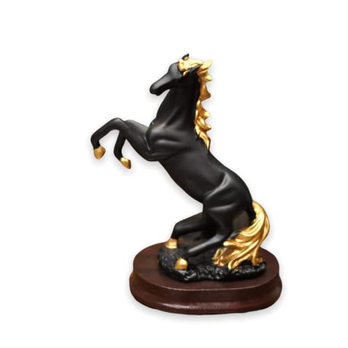 Image of AUGEN Polyresin Black Horse Idol Statue Showpiece for Home Decor Decoration and Gifting (1 Piece, 1395B)