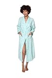 LA CERA Women's Long Sleeves 100% Cotton Flannel Robe, Belt, Shawl Collar, Front Pockets, Machine Wash