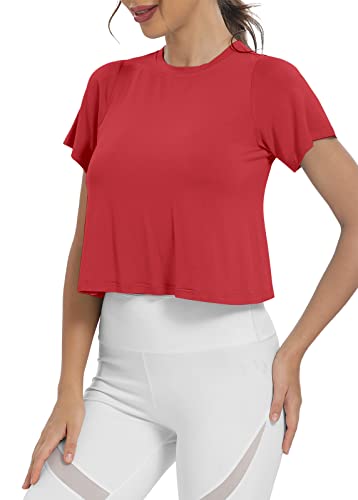 Mippo Workout Crop Tops for Women Short Sleeve Yoga Shirts Athletic Running Cropped Tank Tops - Image 5