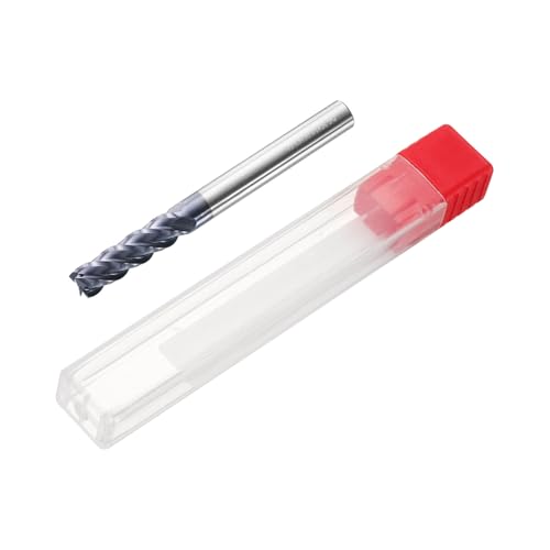 Image of HARFINGTON Carbide Square Nose End Mill Bit 1 /4 inch Cut Dia 4 Flutes TiAlN Coated Milling Cutter for Hardened Steel Metal (1 /4 inch Shank 3 /4 inch Cut Length 2-1 /2 inch Long 45 Degree Helix)