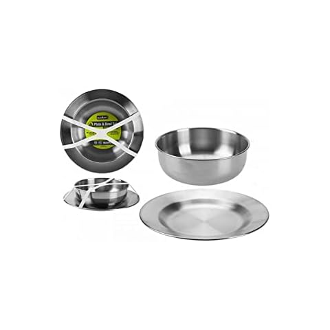 Summit Stainless Steel Camping Plate and Bowl Set Cover