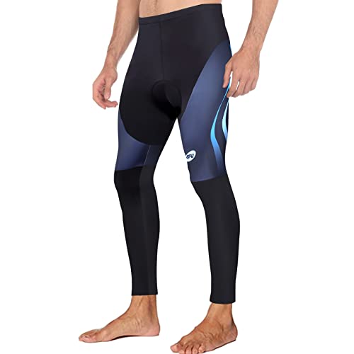 Herren Fahrradhose mit Gel-Polsterung, reflektierend, dehnbar, mit Knöchelreißverschluss, schwarzblau, X-Groß Cover
