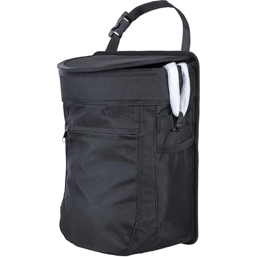 Image of Spill-Proof Car Trash Can (2.5 Gallon) - Easy to Clean Hanging Garbage Bin - Leak-Proof Lid,Removable Liner, Waterproof - Keeps Truck, SUV, Car, Minivan Clean & Odor Free (Black) (1000, Black)