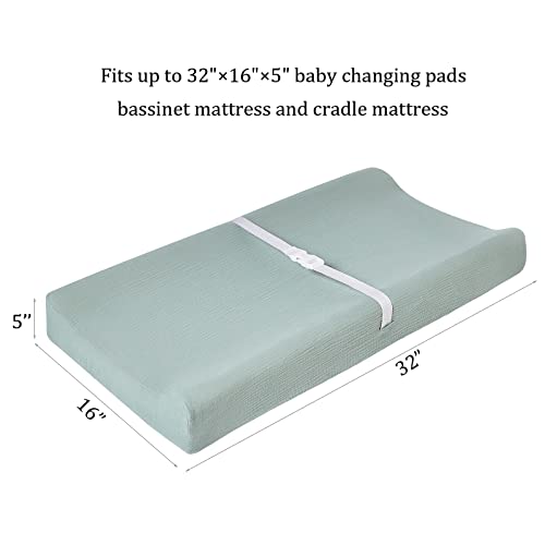 Muslin Changing Pad Cover for Baby Boys Girls, Ultra Soft Breathable Diaper Changing Table Pad Cover, Neutral Fitted Changing Pad Sheets