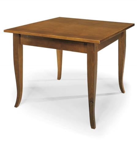 milani home Tavolo da Pranzo Quadrato Fisso Noce Cm 80 X 80 per Interno Sala da Pranzo Arte Povera