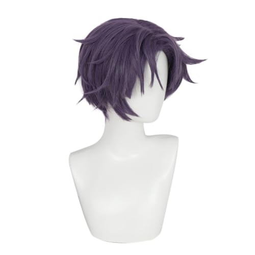 Perruque violette courte et lisse de 10 pouces pour Cosplay Anime Love and Deepspace - 3