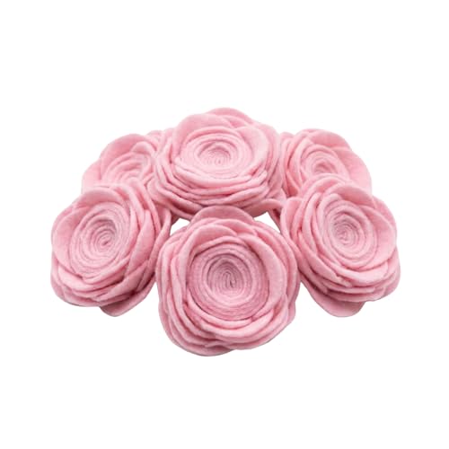 edelkern 6x Filz Rosen Deko Rosa – Hochwertige Filzblumen zum Basteln, Nähen & Kleben – Rosenköpfe als Streudeko & Tischdeko für Hochzeit, Taufe, Geburtstag & DIY Floristik (Ø 6cm)