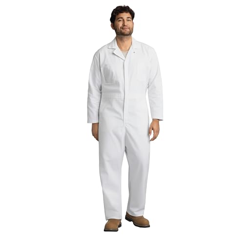 Red Kap Men's Twill Action Back Coverall, White, 34