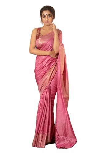 Charkha Silk Pwcs Ltd Handloom Pure Tussar Mooga Silk Saree Plane Gold Zari Border With Running Blouse Free Si