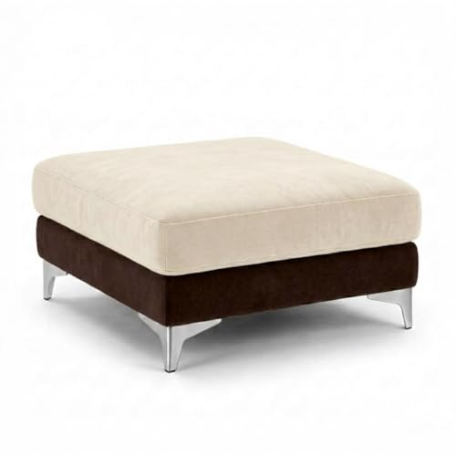 Image of Romeo Rich 4 Seater L Shape Sofa Set with Movable Ottomans | Flexible Layout | Velvet Suede Fabric | Golden Aesthetic Legs | Dual Tone Modern Sofa for Living Room (Dark Brown-Cream)