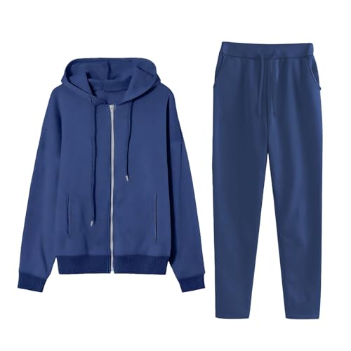 Conjunto de Sudaderas con Capucha, Fato de Treino Mulher Chándales para Mujer Chandal Algodon Pantalon Pijama Tallas Grandes Hoodie Set Ropa Casa Flores Conjunto 2 Piezas Azul S