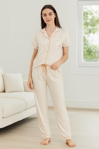 Image of BORN Pajamas for Women Set Button Down, 2 Piece Pajama Sets, Soft Womens Pajama Sets
