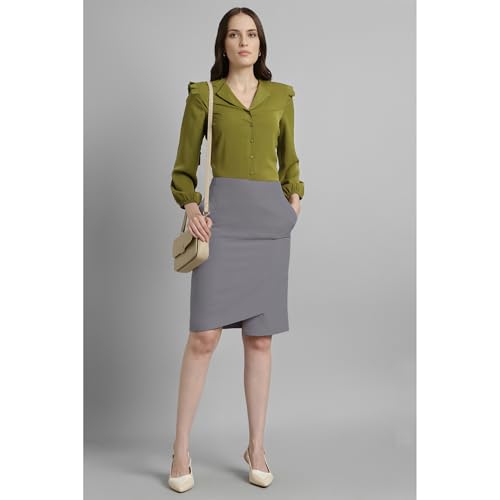 Image of Van Heusen Women Polyester Regular Fit Solid Full Sleeve Casual Shirt