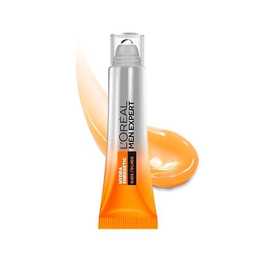 L'Oréal Men Expert Hydra Energetic Roll-On para ojos, con vitamina C*, Fórmula antifatiga que reduce la apariencia de bolsas y ojeras, [10ml]