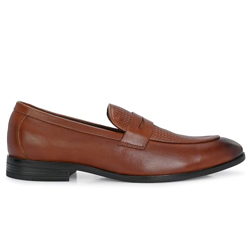 Image of Blue Leather by Centrino Genuine Leather Slip-On Men's Formal Shoe |Stylish with Soft Cushioned Insole |Trendy Non Lace-Up Design |Durable Leather with Anti-Skid Sole | Perfect for Formal Wear (3944)