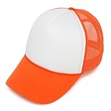 DALIX Two Tone Trucker Hat Summer Mesh Cap with Adjustable Snapback Strap,Orange/White