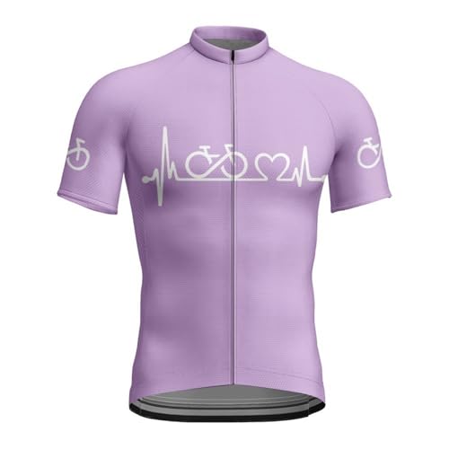 Treer Maillot de Ciclismo Manga Corta Hombre, Camiseta Deportiva para Bicicleta de Verano, Unisex Ropa Ciclista Transpirable Secado Rápido, para MTB y Ciclismo de Ruta (Morado Claro,S)