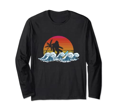 Retro Yeti Sasquatch Bigfoot Surfer | Surfing Verano Manga Larga