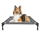 RC SLL Cooling Elevated Dog Cot Bed 22 x 17 x 7 Inch,Portable Raised Dog Bed for Dogs and Cats, Indoor&Outdoor Pet Bed for Camping or Beach, Dog Bed with Textilene Breathable Mesh-Black