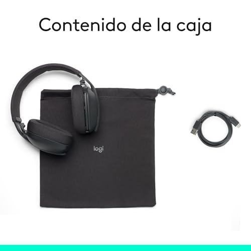 Logitech Zone Vibe 100 Auriculares inalámbricos Ligeros. Micrófono con cancelación de Ruido, Bluetooth multidispostivivo avanzado, Funcionan con Teams, Google Meet, Zoom, Mac/PC - Gris
