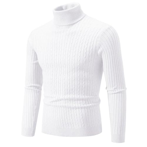 Men's Pullover Sweaters High Neck Solid Color Knitted Warm Casual Long Sleeve Sweater2