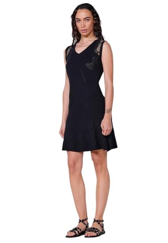 Koroshi Vestido sin Mangas de Tricot con Detalles en los Hombros de Color Negro para Mujer, de Color Negro, Talla L