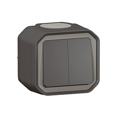LEGRAND | Plexo Double Interrupteur Ou Va-Et-Vient Ou Poussoir, Étanche IP55, Finition Anthracite, Installation En Saillie