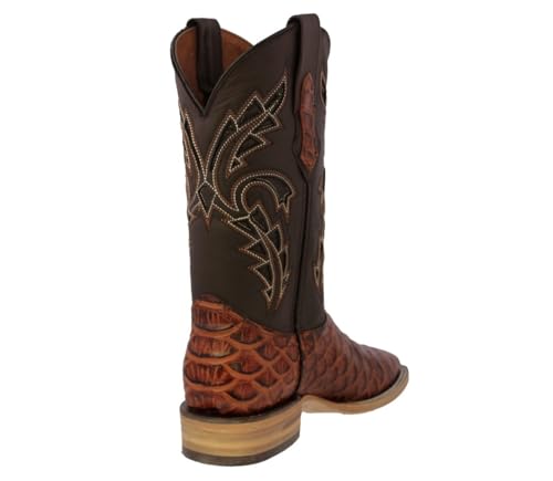 Texas Legacy Mens Cognac Cowboy Boots Anaconda Snake Print Leather Square Toe3