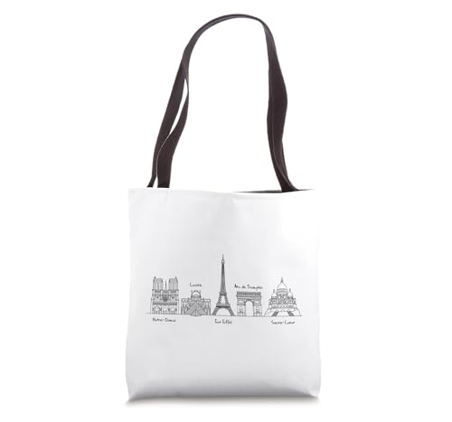 Bolso Tote con Estampado de Monumentos de París Francia miniatura 1