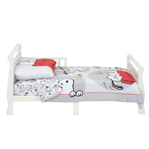 Image of Bedtime Originals Snoopy Love 4-Piece Toddler Bedding Set - Gray /Red /White