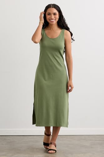 Image of Fair Indigo Women's 100% Organic Pima Cotton Midi Tank Dress
