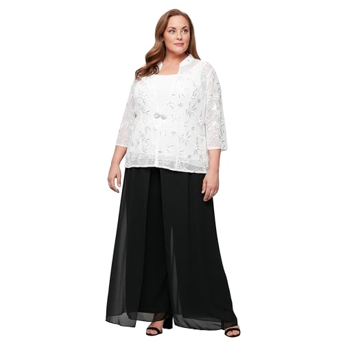 Image of Alex Evenings Women's Double Layer Chiffon Wide Leg Pant