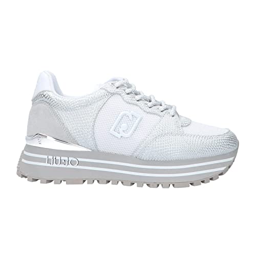  Scarpe Liu Jo da Donna, Modello Sneakers Alte BA3097PX348, Realizzate in Pelle Sintetica. Bianco