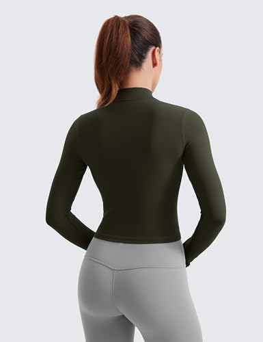Image of CRZ YOGA Butterluxe Cropped Athletic Jackets | Extremely Soft, Slim Fit, Full Zip, Mockneck, Thumb Holes, for Women