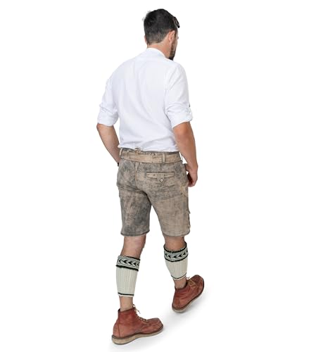 Schöneberger Trachten Couture Lederhosen Men - Genuine Leather, Authentic Vintage German Oktoberfest Pants with Belt, Falk4
